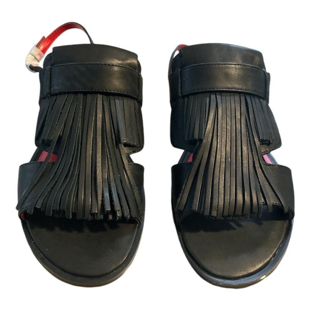 Charles Jourdan black leather tassel sandals NWOB size 7